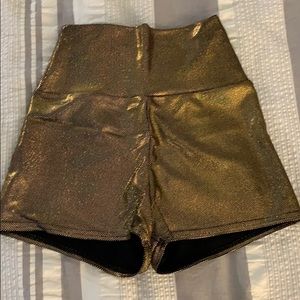 Gold spandex short shorts